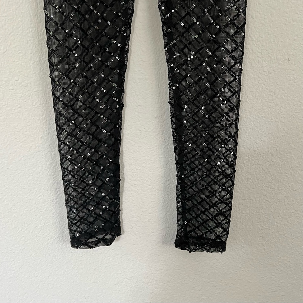 Mew Mews Statement Dress Black Sequins Sheer Jumpsuit With Gloves Size SMALL NWT - Picture 5 of 16